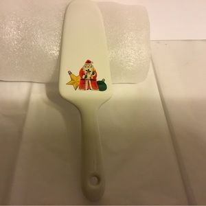 Vintage Cake Server Santa's Greeting. Made in Japan